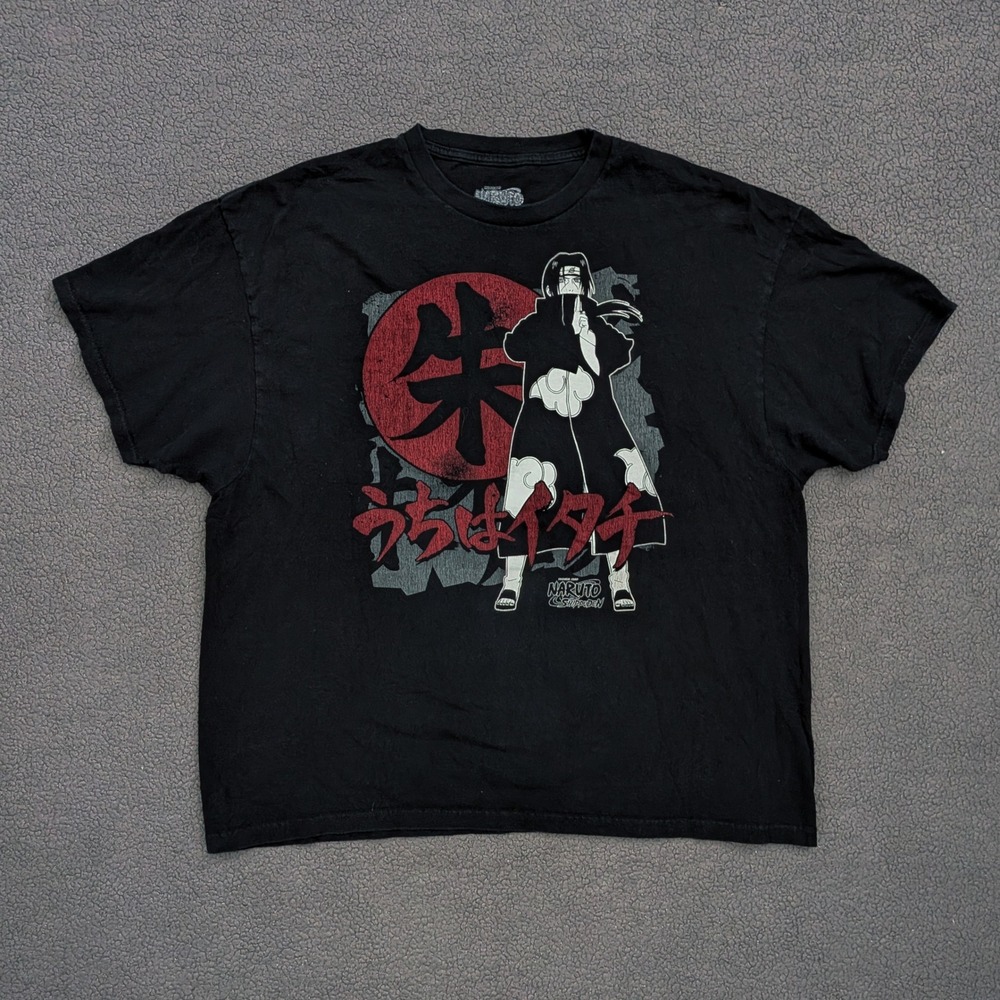 Naruto Shippuden Itachi Uchiha Akatsuki Black Graphic Tee 2XL Ripple Junction